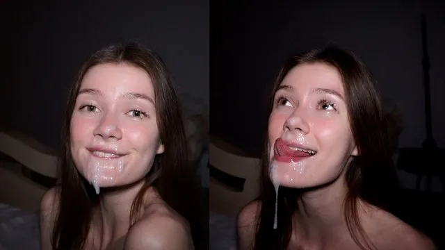 Сперма на лице для нее вкусняшка